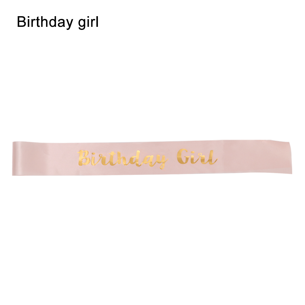Birthday Funny Sash Rose Gold DIY Ribbon Women Party Decoration Happy 18/21/30/40/50/60 Birthday Girl Romantic Mom Favor: A-birthday girl