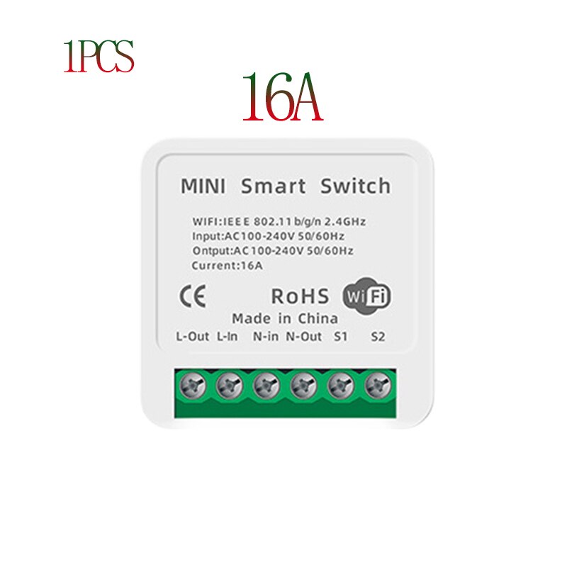 16A 10A Mini Smart WiFi DIY Switch Cell Phone APP Voice Relay Timer Multifunction Smart Switch With Alexa Google Home Smart Life: 16A 1PCS