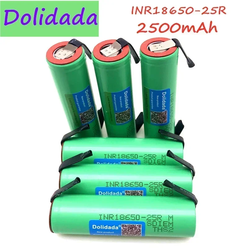 Original 18650 lithium battery 3.6V 2500mah INR 25R 20A battery for pool screwdriver flashlight+nickel DIY
