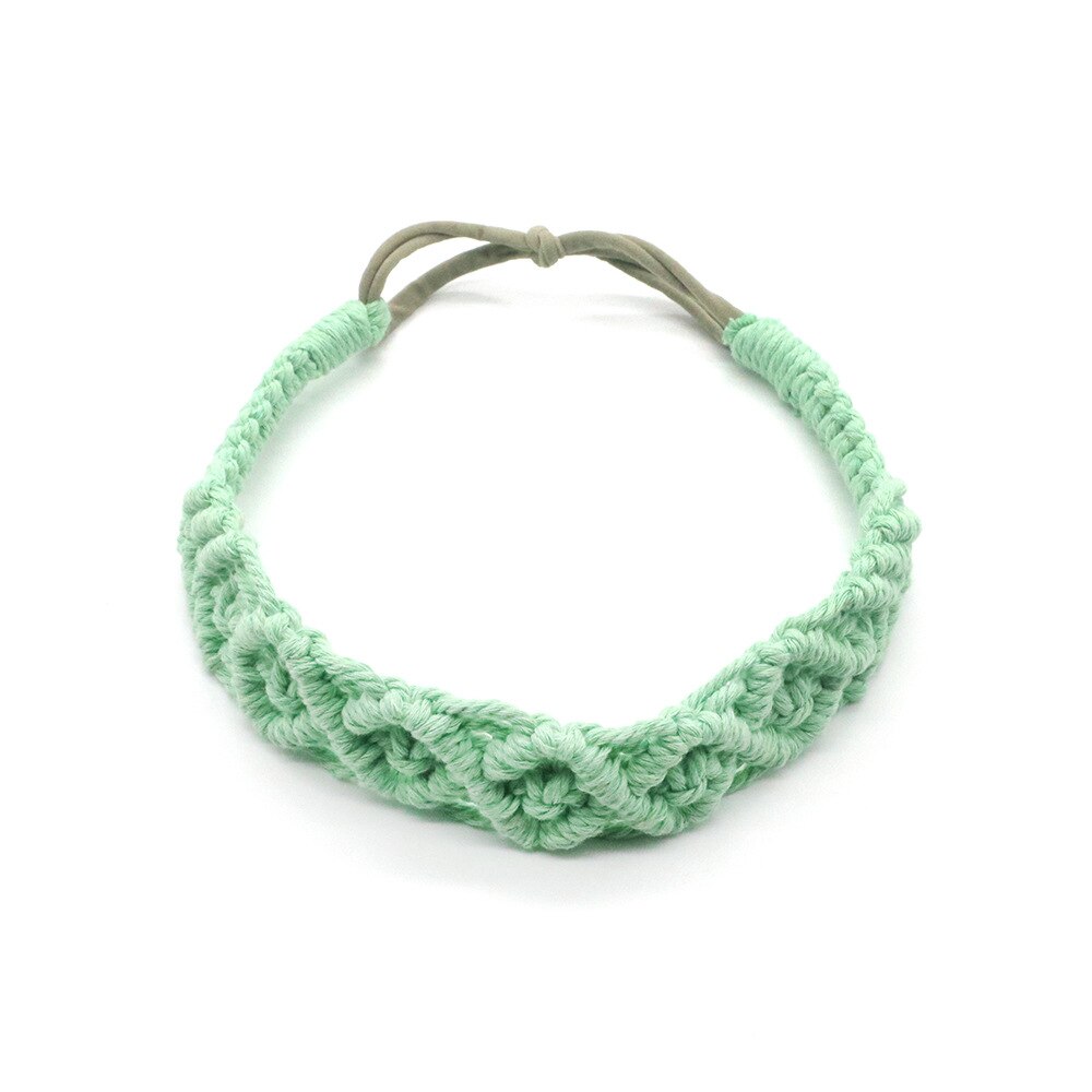 Serre-tête en macramé pour adulte, serre-tête Chic et bohème, accessoires pour cheveux, Turban élastique, couleur unie: GREEN