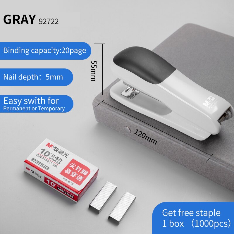 M &amp; G 24/6 En 26/6 Moeiteloos Nietmachine Papier Boek Binding Hechtmachine School Kantoorbenodigdheden Briefpapier Accessoires Nietjes: 92722 1PC Gray