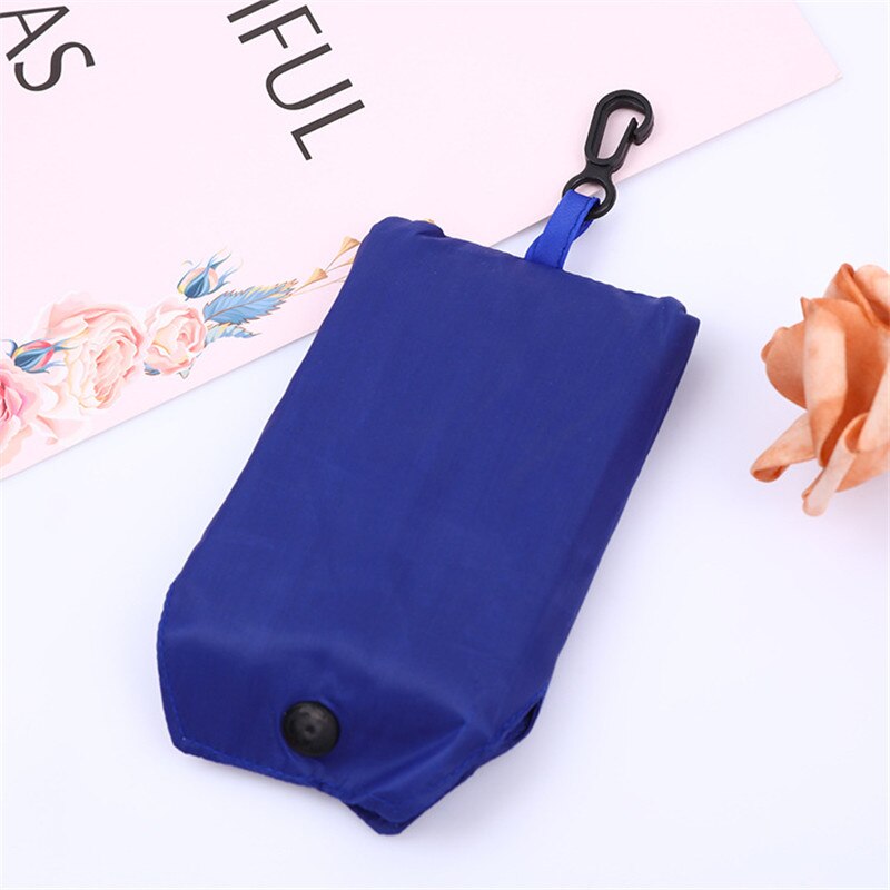 Lomme firkantet indkøbspose, miljø miljøvenlig foldbar genanvendelig bærbar skulder tete taske polyester til rejsekøbmand: Blå