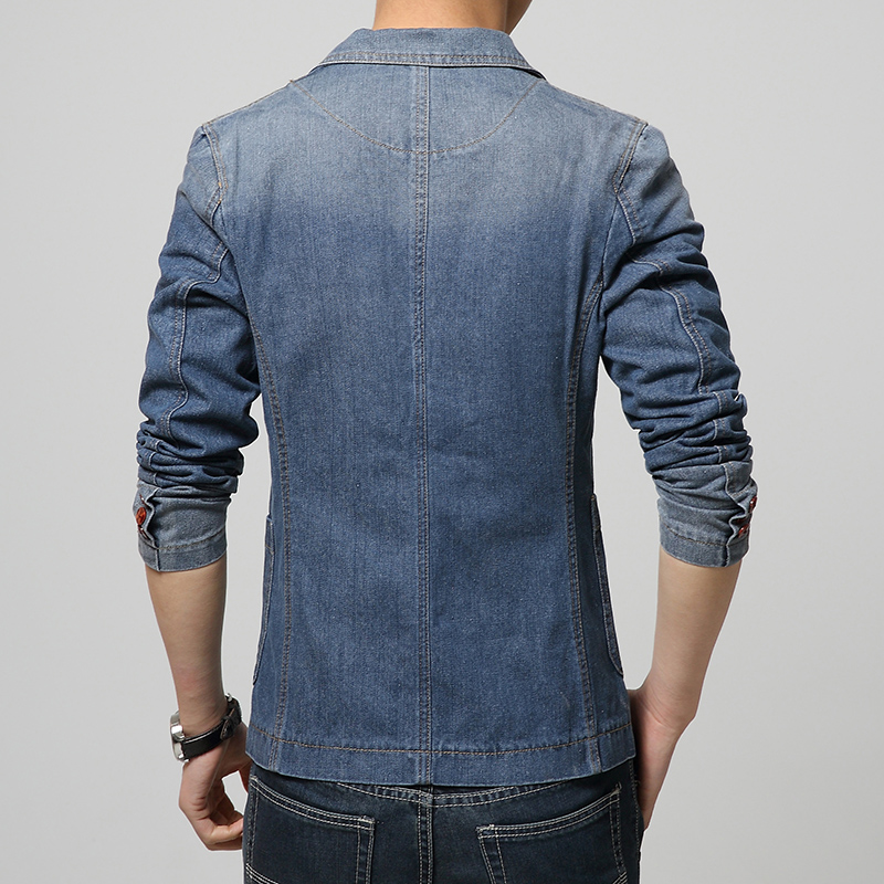 Tang miehet slim fit denim takki puku miesten kevät merkki miesten bleiseri miesten trendi farkut puvut rento puku farkkutakki