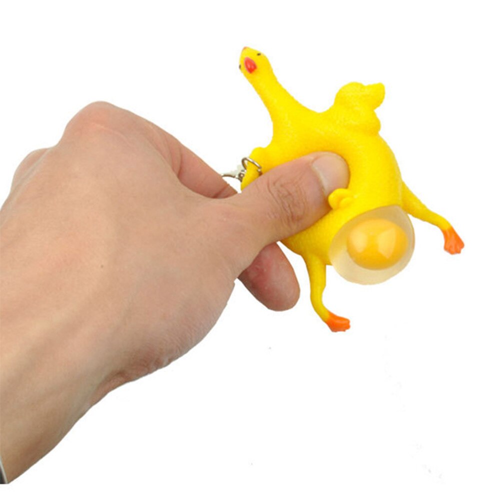 Creatieve Grappig Speelgoed Gebakken Kip Sleutelhanger Ring Squeeze Spoof Leggen Eieren Hens Decompressie Guys Sleutelhanger #20