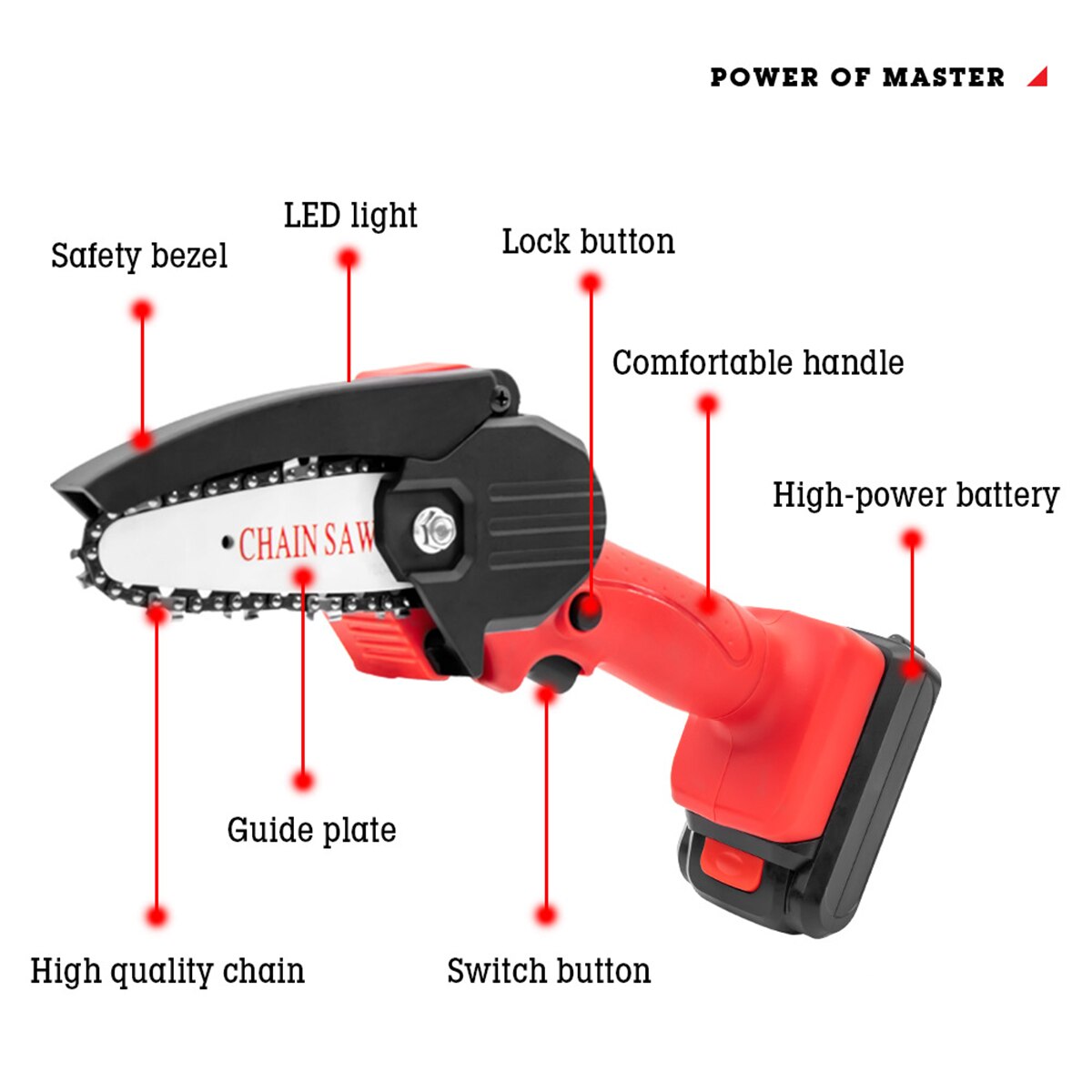 Cordless Electric Chainsaw Mini Electric Saw 4 inch Portable Electric Pruning Saw Rechargeable Wood Cutter Woodworking Tools