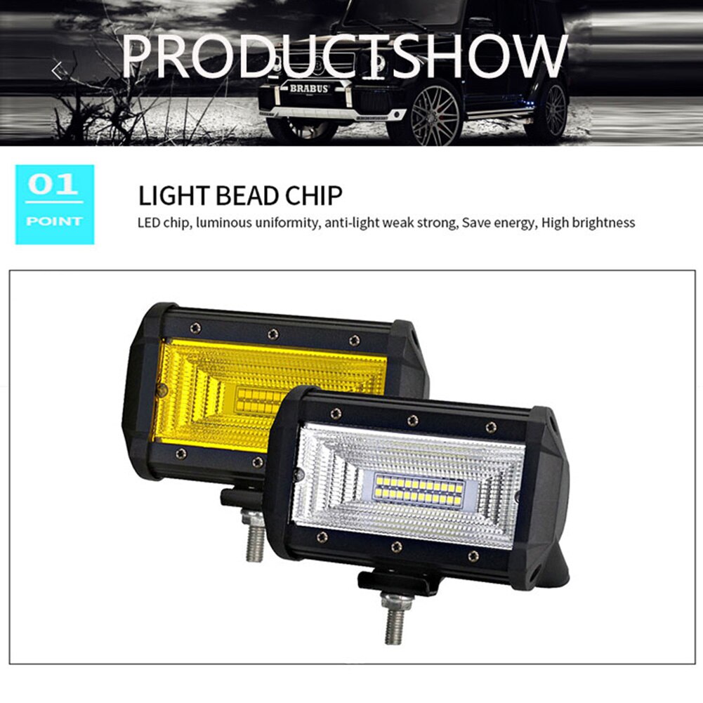 Three Row 5 Inch 72W LED Light Bar Off-road Light 4WD Truck ATV Light Bar