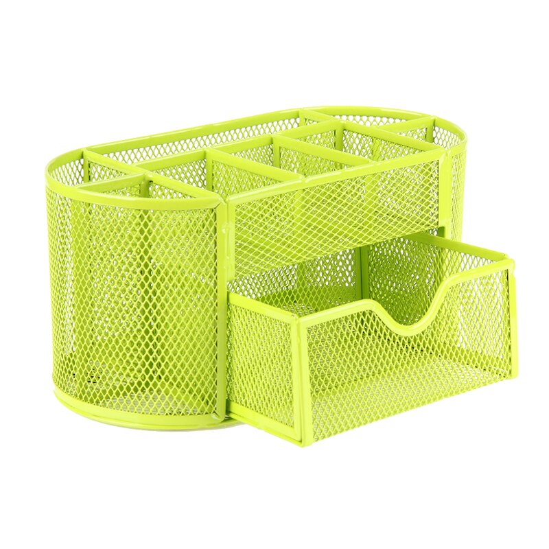 Organizador de escritorio de 9 rejillas multifunción fuselaje de Metal más duradero portalápices de malla material de oficina escolar caja contenedora: B Green