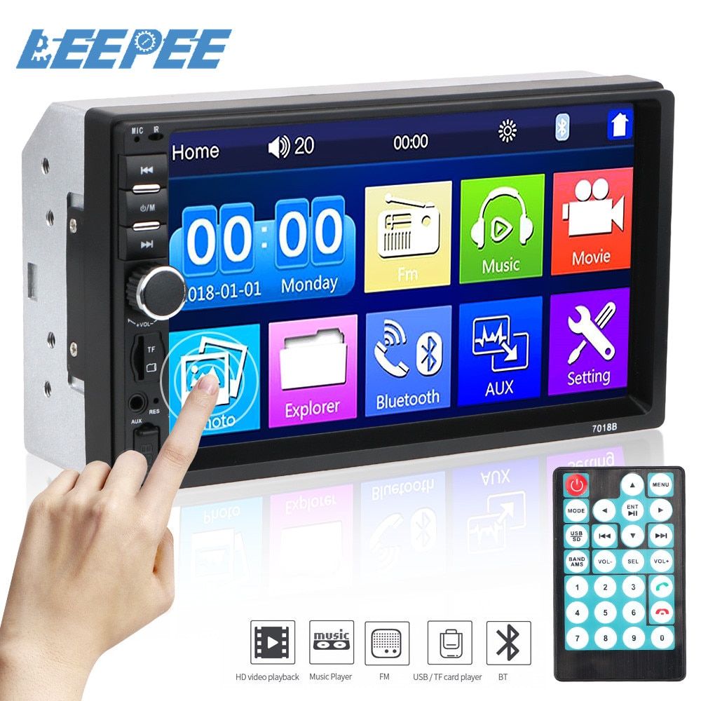 Bilradio 2 din  hd 7 " autoradio multimediaspelare 2 din pekskärm auto audio bilstereo  mp5 bluetooth usb tf fm kamera