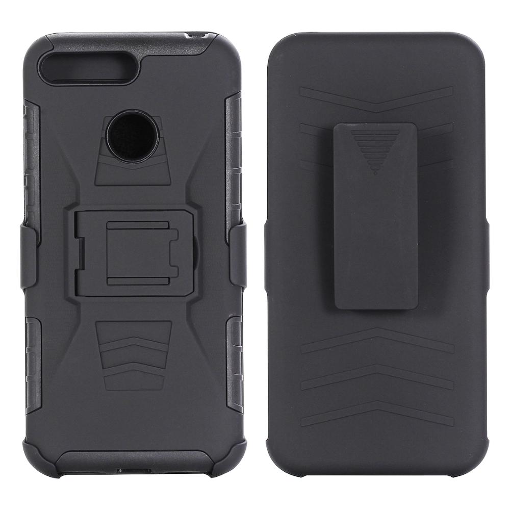 Resistente à prova de choque cinto clipe caso armadura para huawei y9 y7 y6 y5 y3 2018 kickstand capa coldre