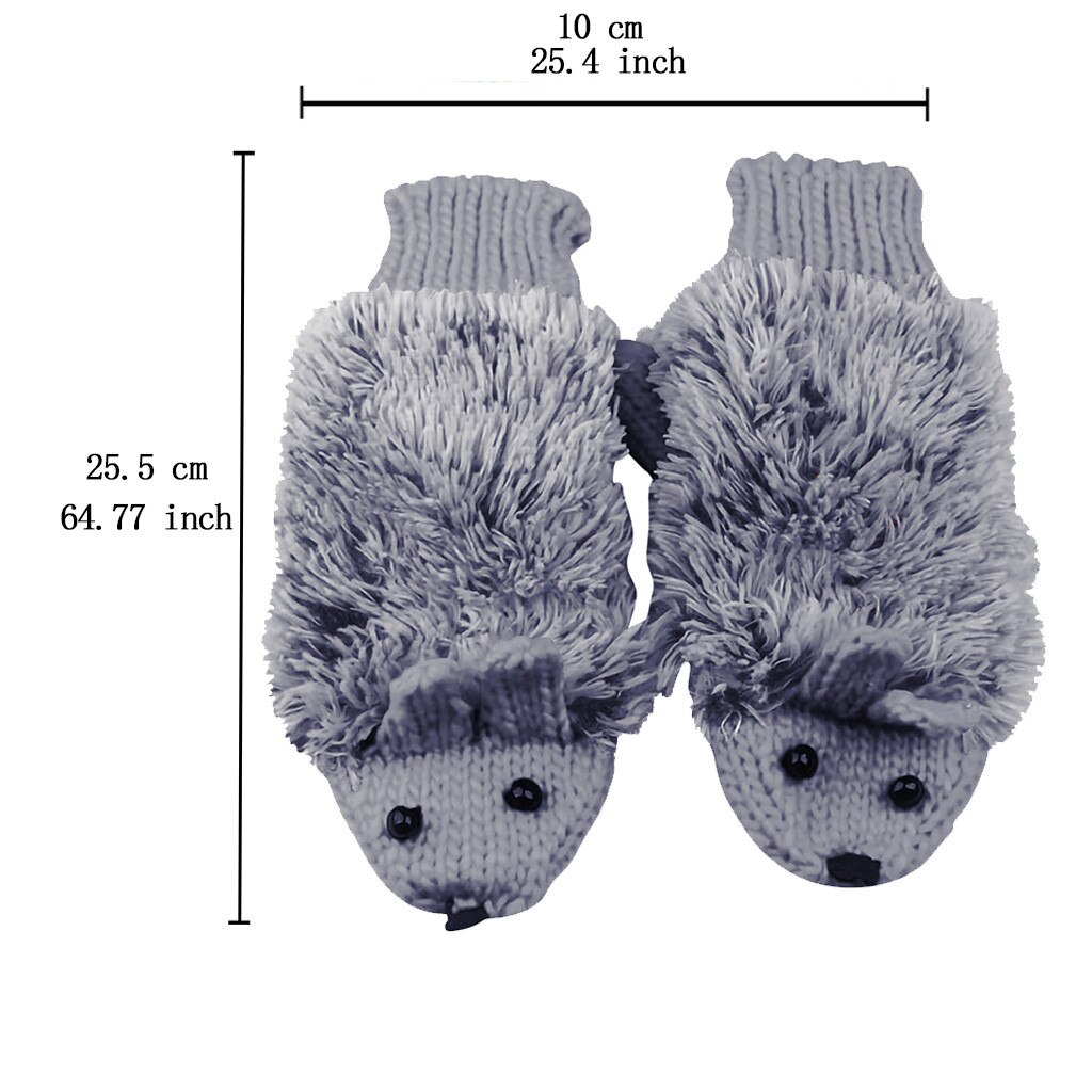3d Cartoon Animal Girls Novelty Cartoon Winter Gloves For Women Knit Warm Fitness Gloves Hedgehog Heated Villus Wrist Mittens
