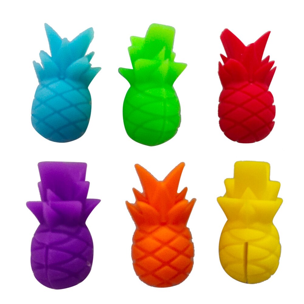 12Pcs Ananas Vorm Wijnglas Markers Siliconen Wijn Identifier Drinkbeker Sign (6 Kleuren)