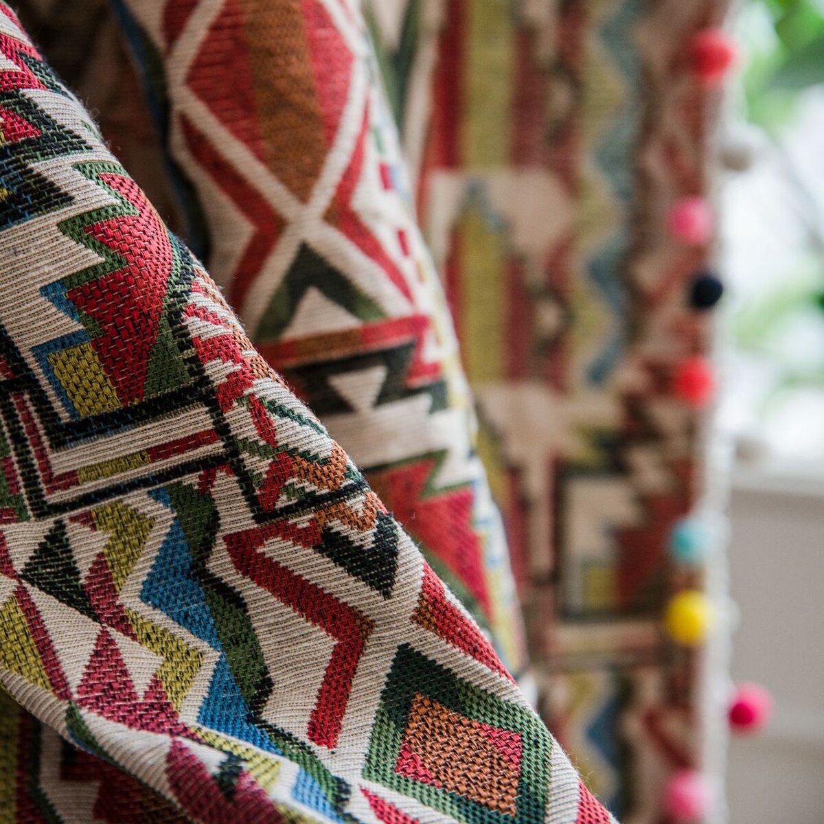 Cortina de lino y algodón con estampado, borlas bohemias para el hogar, cocina, ventana, sala de estar y dormitorio, suministros de decoración D30
