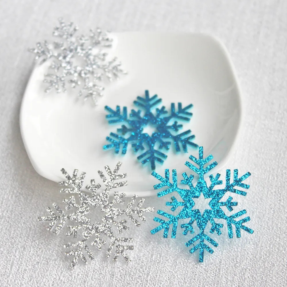 40Pcs 43Mm Glitter Sneeuwvlok Padded Applicaties Voor Diy Kerstboom Hoed Glas Windows Muren Stick-On Levert decor Patches: Goud