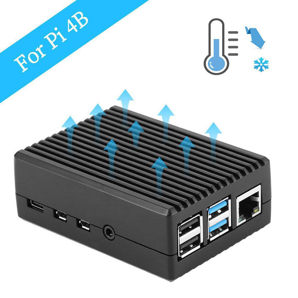 Raspberry Pi 4 Model B Black Dark Gray Aluminum Alloy Case Passive Cooling Shell Metal Enclosure Heat Dissipation for Pi 4