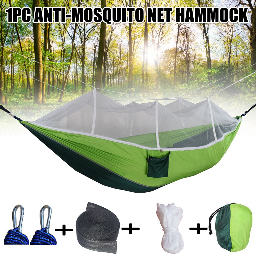 Portable Double Swing Hammock Nylon Bed with Mosquito Net for CampingHiking ED889