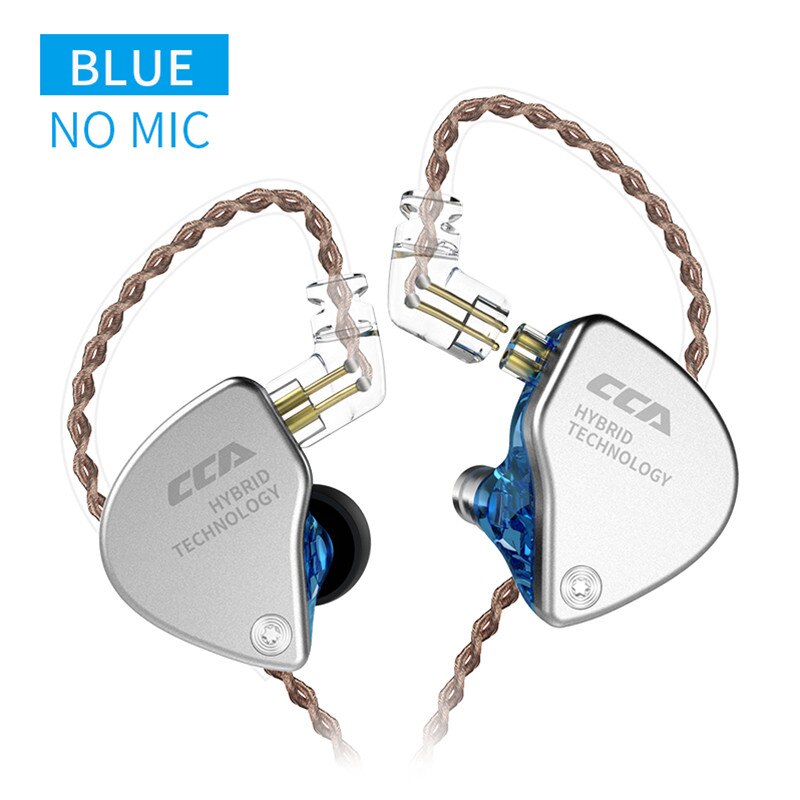 CCA CA4 IN Ear auricolari IN metallo tecnologia ibrida Hifi Bass auricolari cuffie con cancellazione del rumore KZ ZAX ZSX microfono gamer cablato: CA4 Blue No Mic