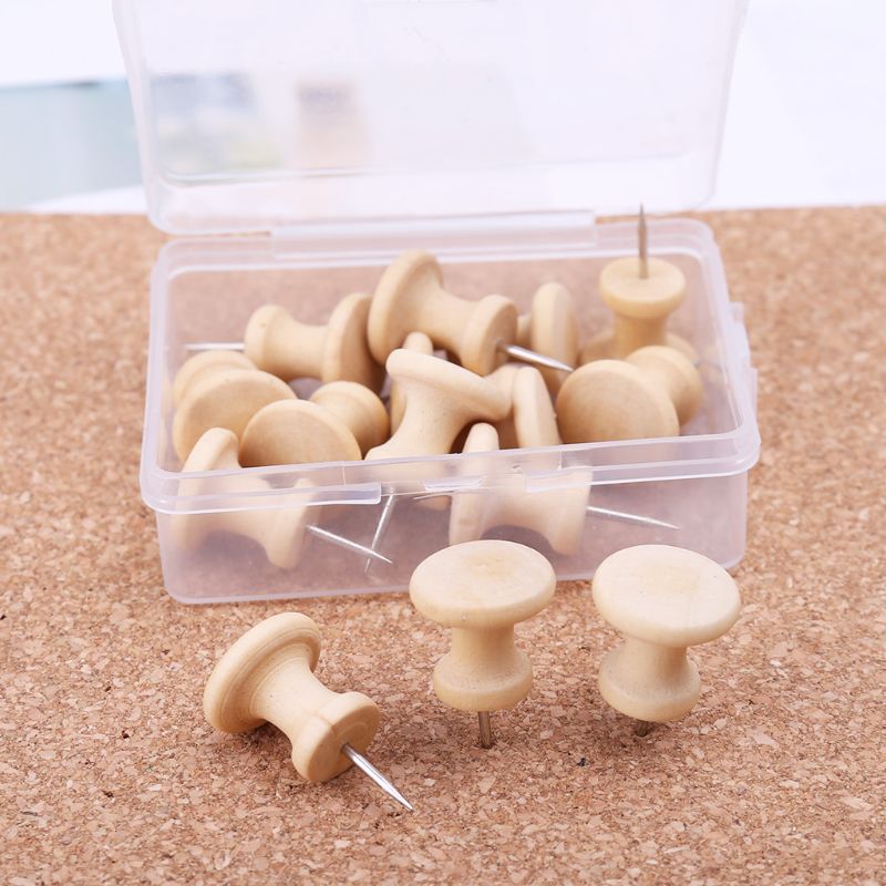 15Pcs Nautral Kurk Houten Pushpins Punaise Board Pins Tekening Foto Muur Studs Kantoor Schoolbenodigdheden Dxab