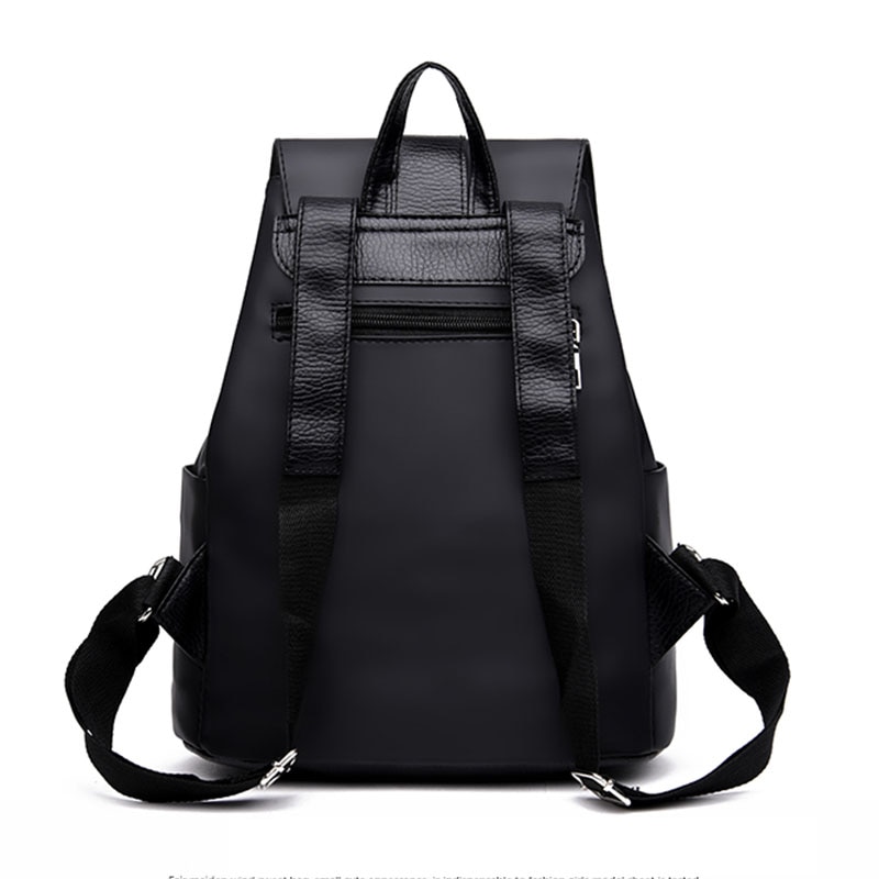 Mochilas de Nylon de Color sólido para mujer, mochilas escolares informales de gran capacidad de negro para adolescentes