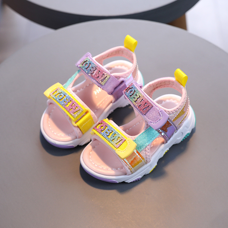 Children Soft Bottom Non-slip Open Toe Beach Shoes Girls Baby Colorful Toddler Sandals Baby Girl Shoes Summer Girls Sandals