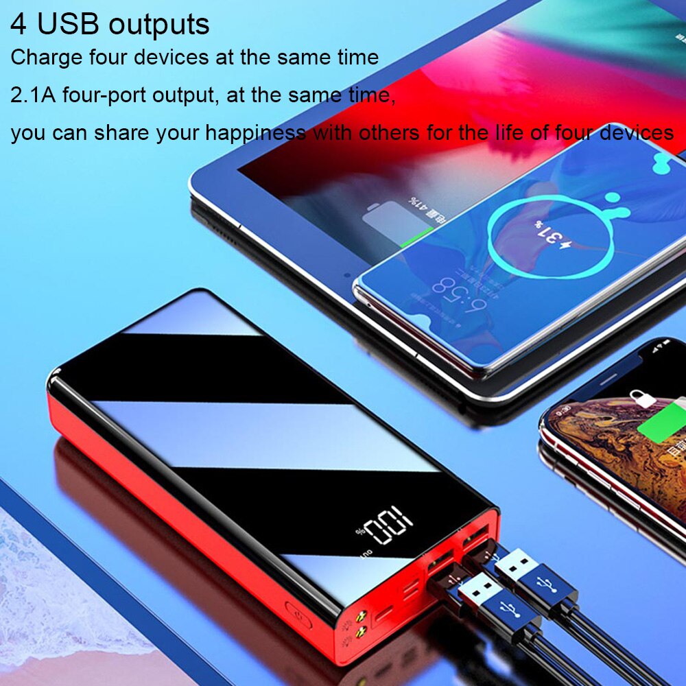 50000mAh Power Bank For iPhone 11 LED Display Full Screen Portable Charger External Battery PowerBank For Xiaomi Huawei