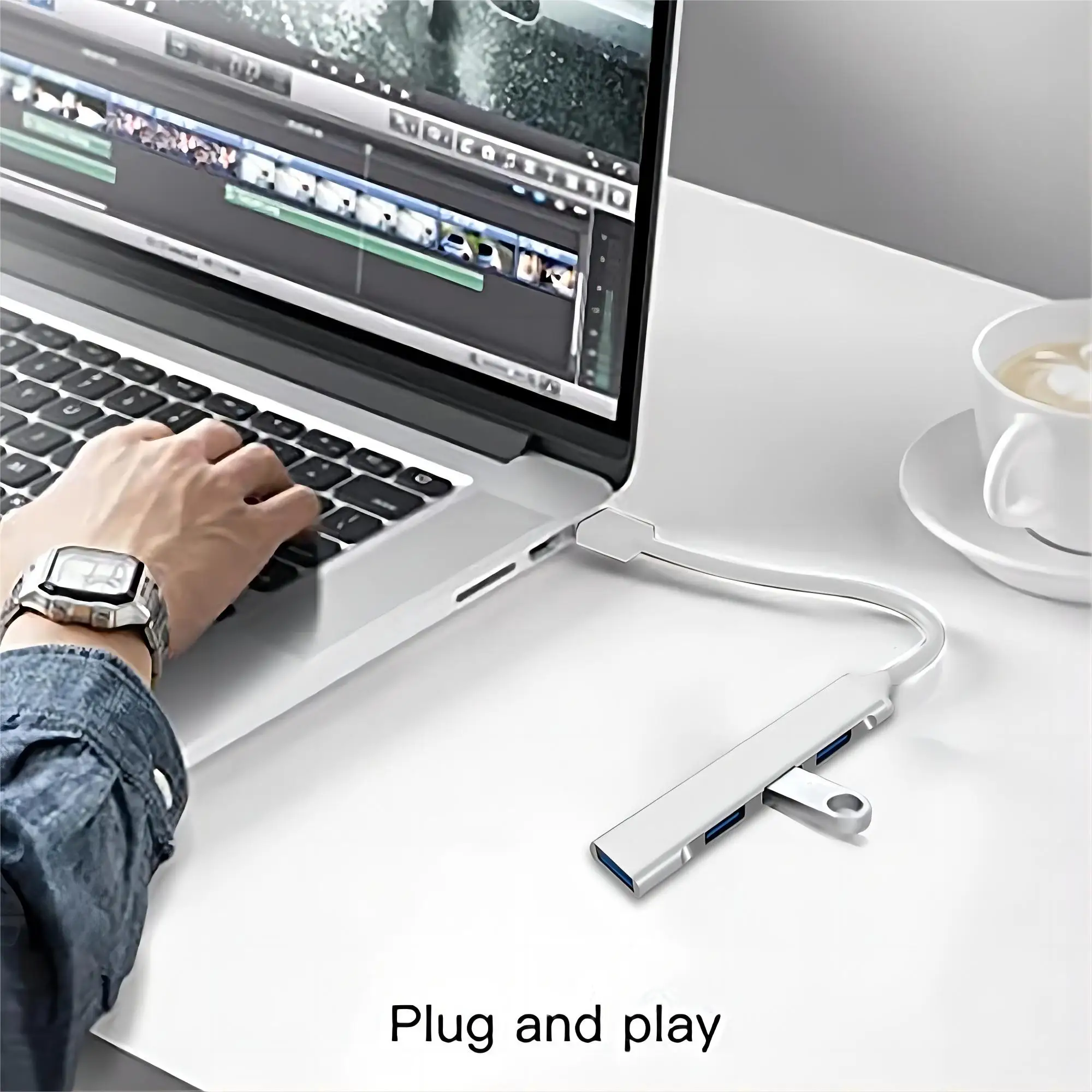 4 poorten USB HUB TYPE C Hubs USB C Docking Station USB 3.0 Splitter OTG Adapter 5G Hoge Snelheid voor PC Laptop Macbook Accessoires