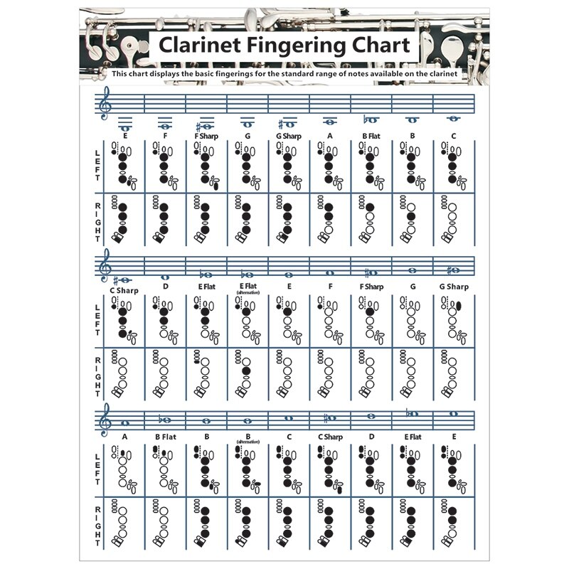 Tabla de escala de acordes para práctica de clarinete, diapasón de acordes para principiantes, amantes de la guitarra
