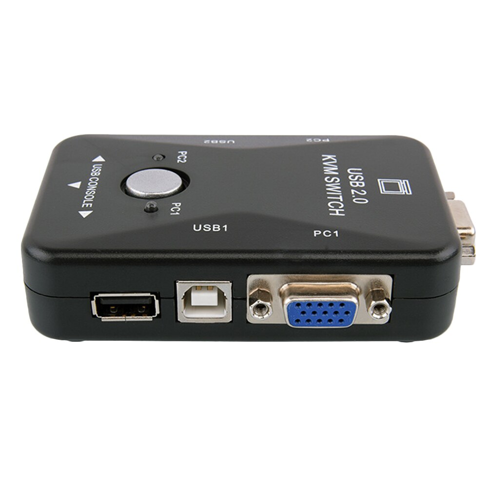 USB KVM Switch Box with 2 Ports 2 in 1 VGA Out Manual Switcher for Computer PC Laptop Monitor Keyboard Mouse Control