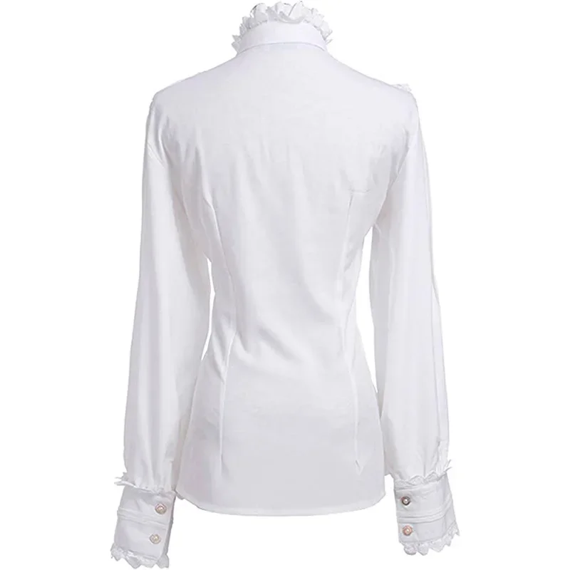 Costume da pirata smock Camicia vittoriana Camicetta gotica Camicetta rinascimentale da donna bianca Camicetta contadina medievale a maniche lunghe