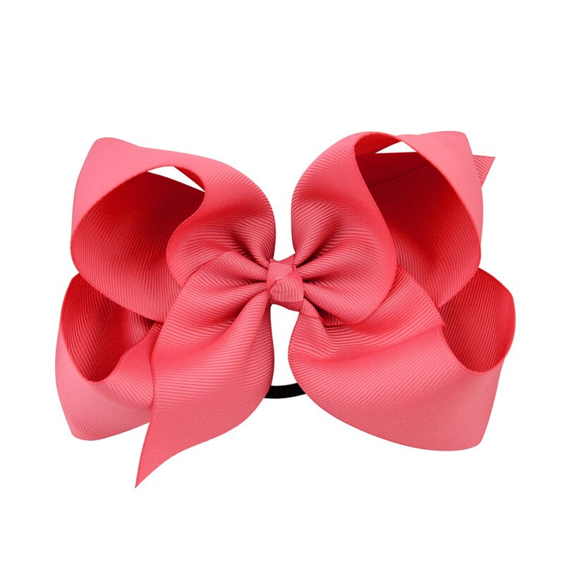 Lazos para el pelo de Color sólido de 6 pulgadas, gomas elásticas para el pelo, coleteros de goma para niña, accesorios para el cabello: Rojo coral
