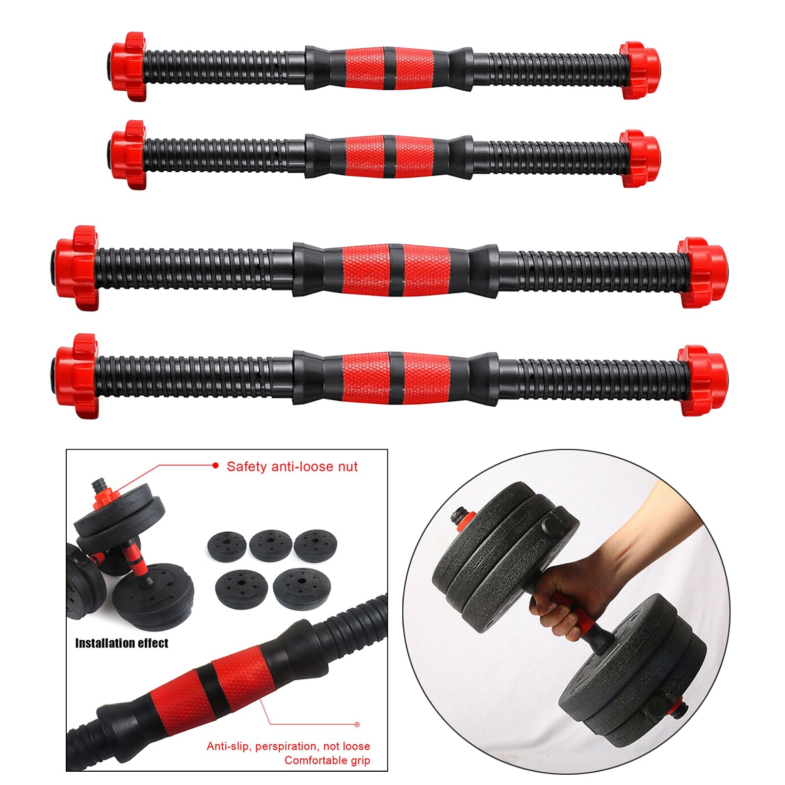 2 Stuks Verstelbare Halter Bar 1 Inch Halter Handgrepen Gewicht Platen Houder Staaf Thuis Halter Building Bar &amp; Lock Kraag