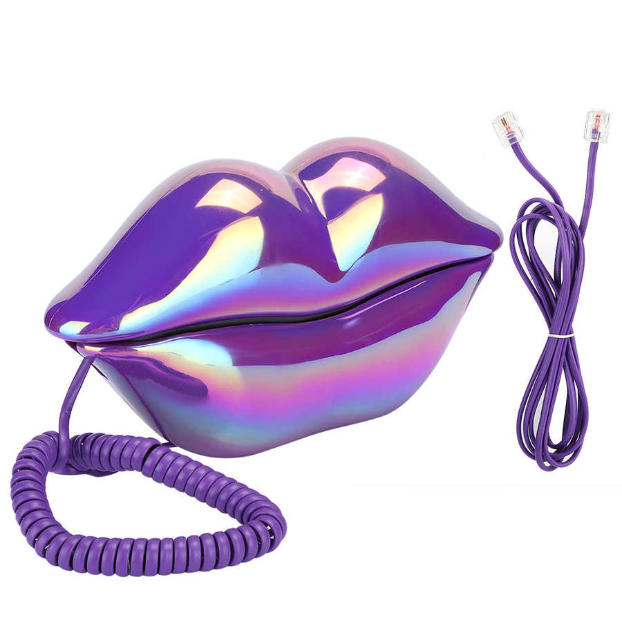 Criativo lábios roxos telefone eletroplate desktop telefone fixo para escritório em casa telefone telefone fixo fijo