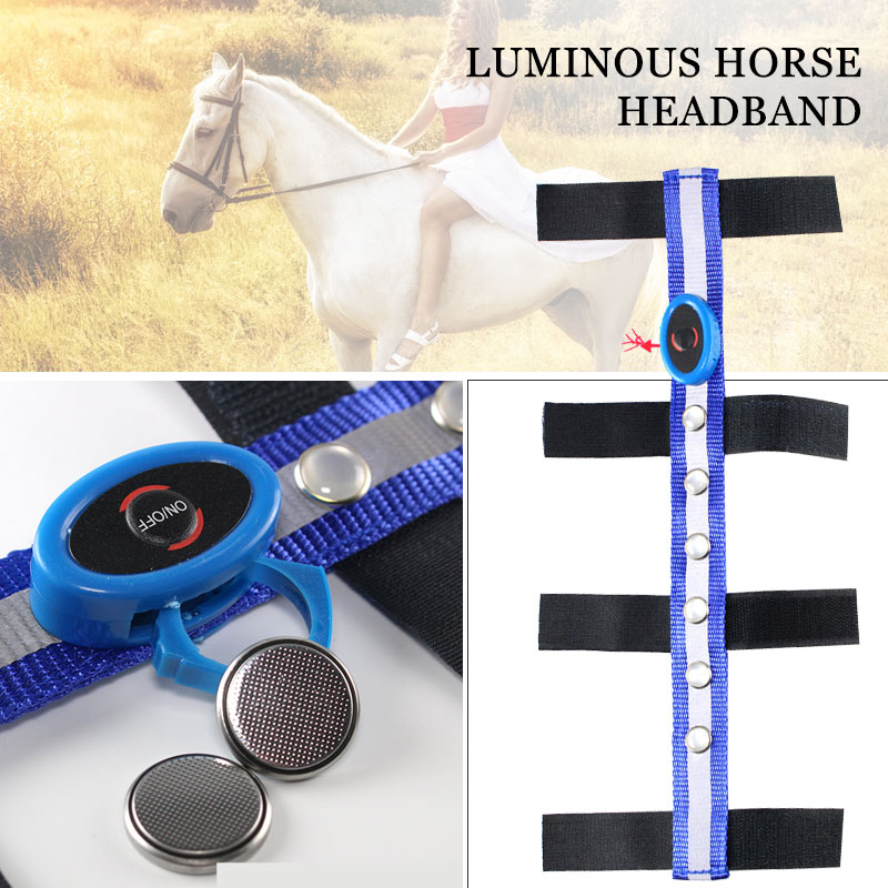 Correas para cabeza de caballo, riendas de caballo de poliéster LED azul, riendas ecuestres para hombre de caballos, Torneo Deportivo práctico portátil para exteriores duradero