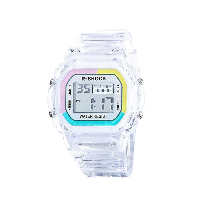 Women Digital Watch Student Sports Watches LED Electronic Wrist Watch Girl Clock Montre Femme: White