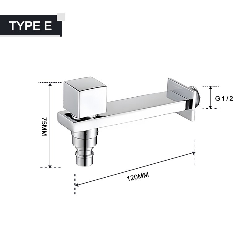 Chrome Outdoor Faucet Garden Bibcock Tap Bathroom Washing Machine Mop Pool Faucet Brass Single or Double Outlet Toilet Bibcocks: Type E