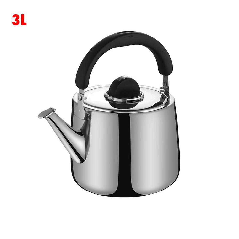 Stainless Steel Kettle Kettle Gas Cooker Teapot Automatic Sound Kettle Whistle Camping Tea Kettle Enamel Pot Induction Cooker: 3L