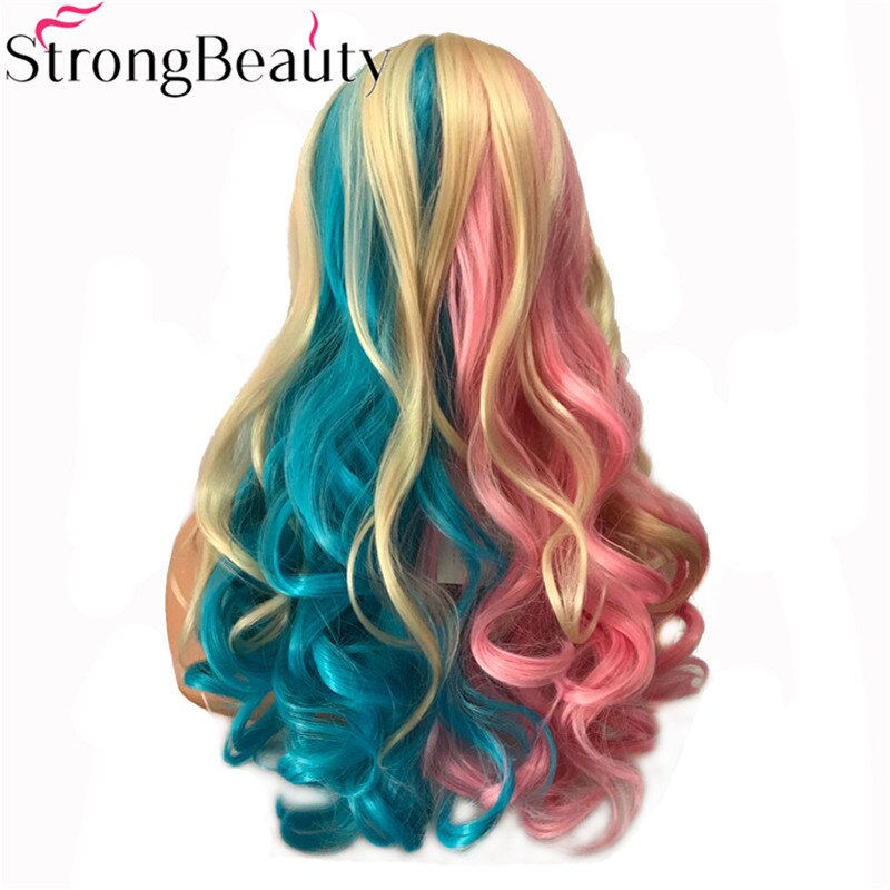 StrongBeauty Rainbow Cosplay Wig Long Curly Synthetic Hair Wigs