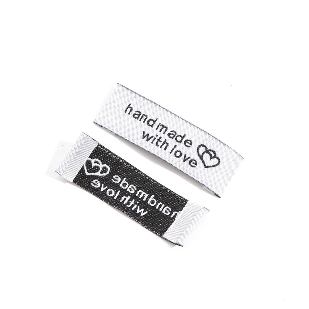 Etiqueta multicolor artesanal de pano com 20 lâmpadas, 50x15mm etiqueta de roupa etiqueta de impressão acessórios para artesanato costura faça você mesmo: White
