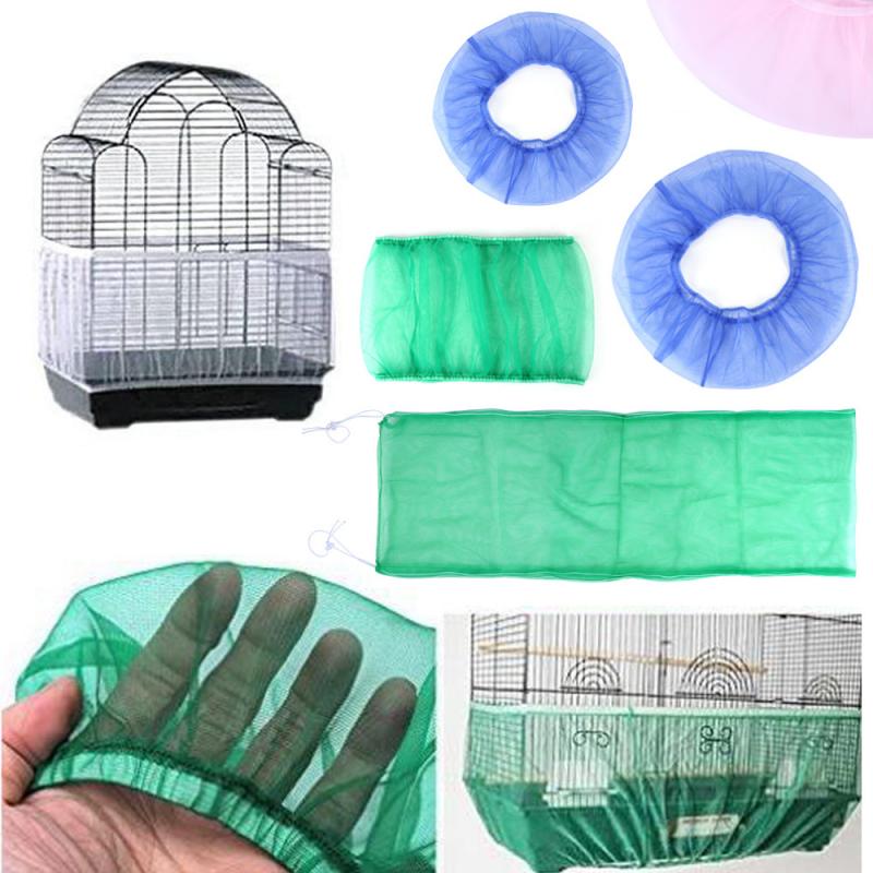 Nylon Mesh Bird Cage Cover Shell Skirt Net Easy Cleaning Seed Catcher Guard Bird Cage Accessories Airy Mesh Parrot Bird Cage Net