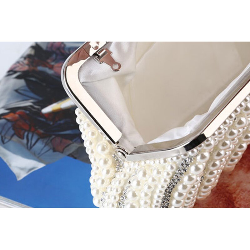 Bestnote Handmade Abendtaschen Frauen Handtaschen Abend Hochzeit Braut Handtasche Perle Perlen Satin Strass Taschen