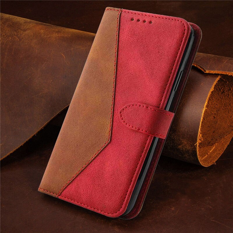 Voor Oppo Realme C35 Flip Case Retro Leather Card Shell Voor Realme C35 RMX3511 Case Wallet Cover Funda Shockproof: Brown Red