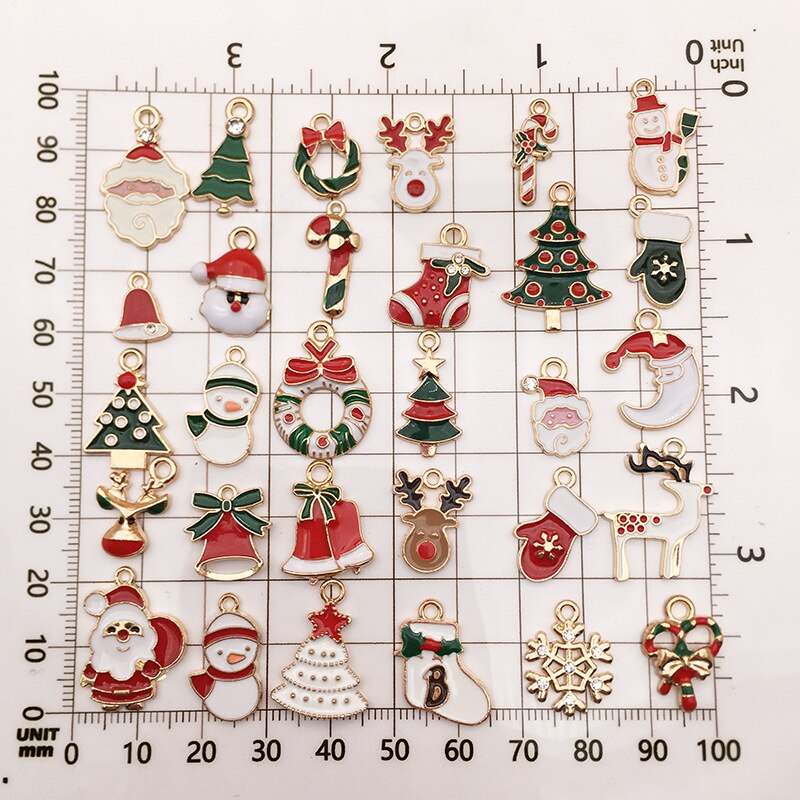 38PCS Christmas Charms Pendant Enamel Alloy Mixed Jewelry DIY Making Crafts