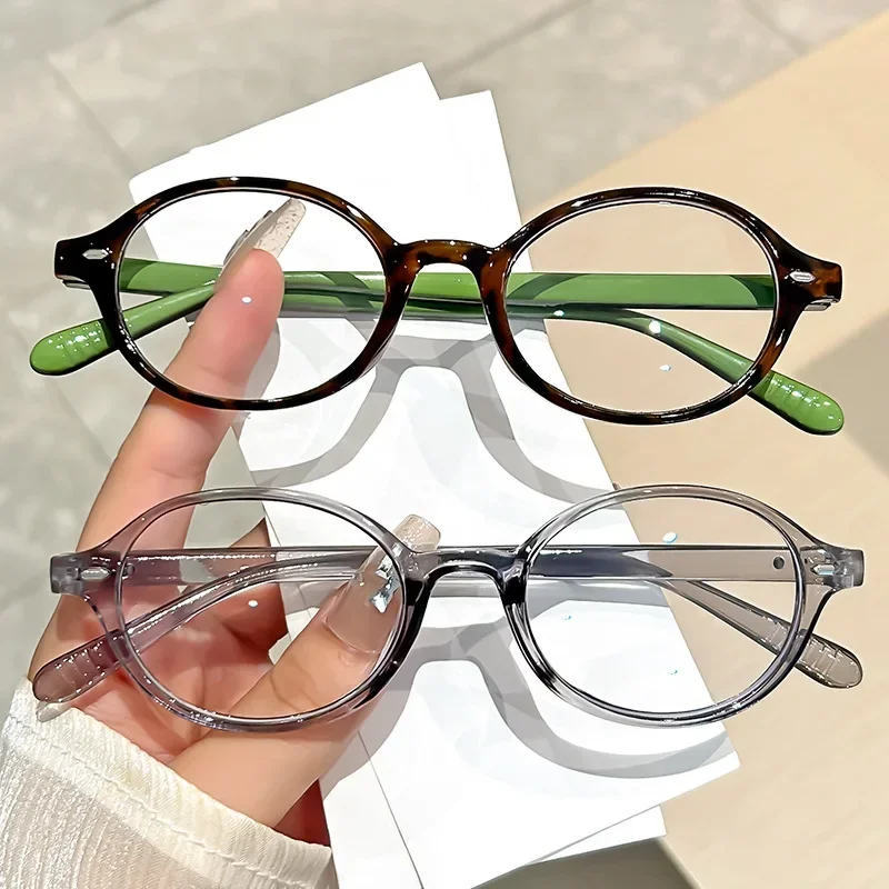Modieuze Ovale Frame Leesbril voor Vrouwen Mannen Trendy Plus Dioptrie Presbyopie Unisex Anti-blauw Licht Ver Zicht Bril