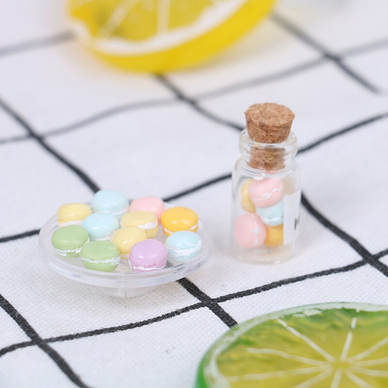 1Set Cute Mini 1/12 Scale Miniature Dollhouse Macaron Pretend Play Kitchen Doll Food Dessert Accessories Toy