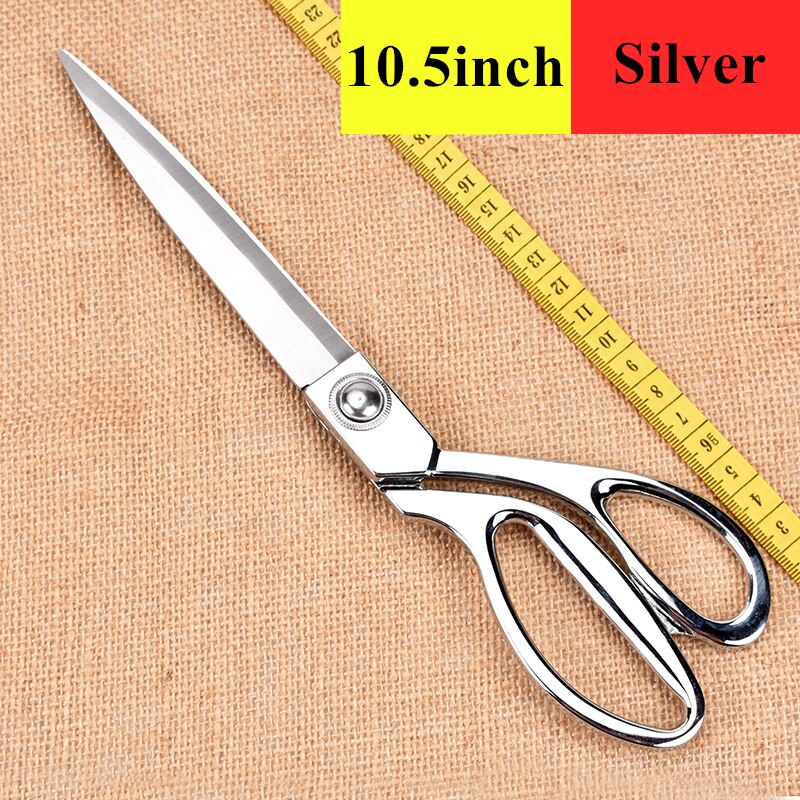 Professionele Goud Rvs Schaar Handwerk Gereedschap Kleermaker Schaar Borduren Naaien Kleding Stof Schaar: Silver 10.5 Inch