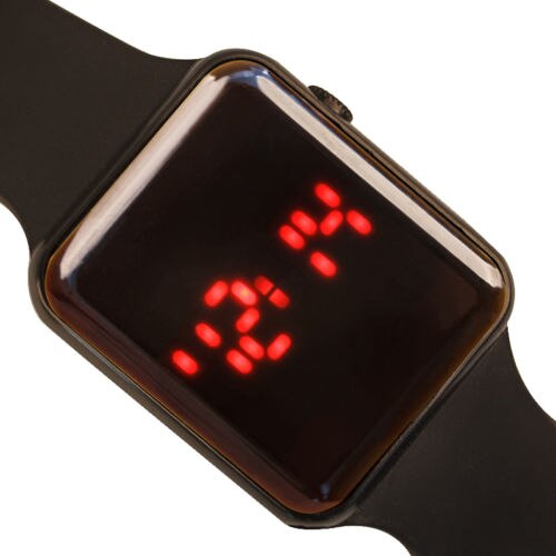 Sporthorloge diverse kleuren optioneel digitaal display led elektronisch horloge rubberen band vrijetijdsgedeelte: Zwart