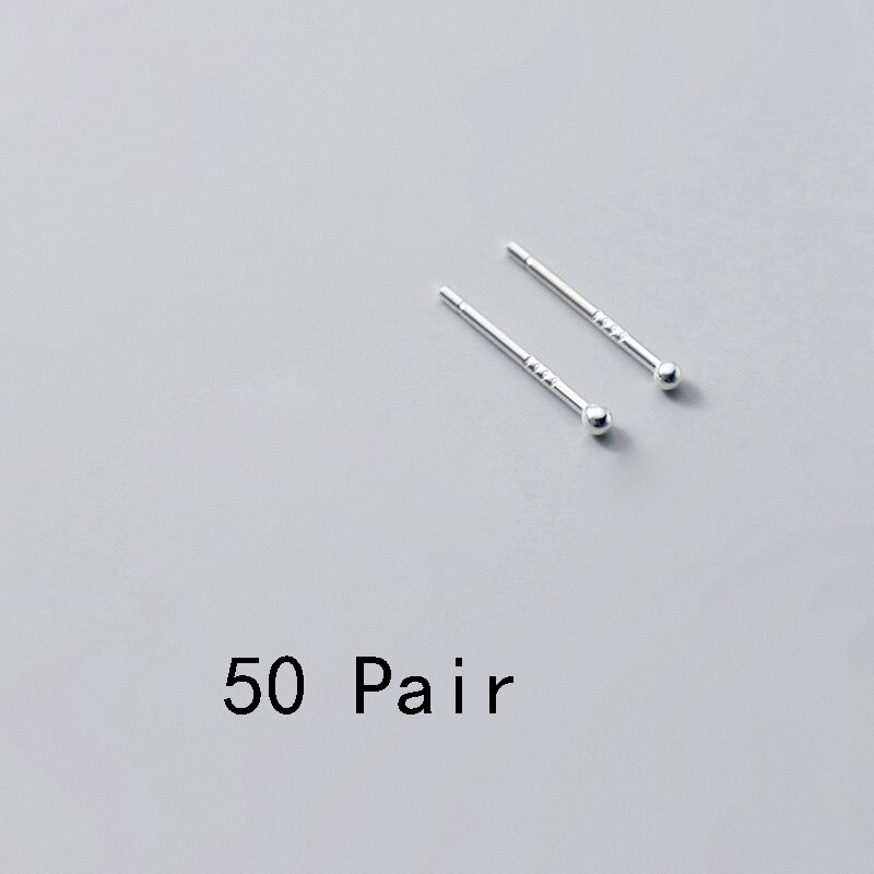 La monada manter as orelhas perfuradas studs 999 prata esterlina jóias finas minimalista brincos para mulheres prata 999 coreano: One Bead50Pair