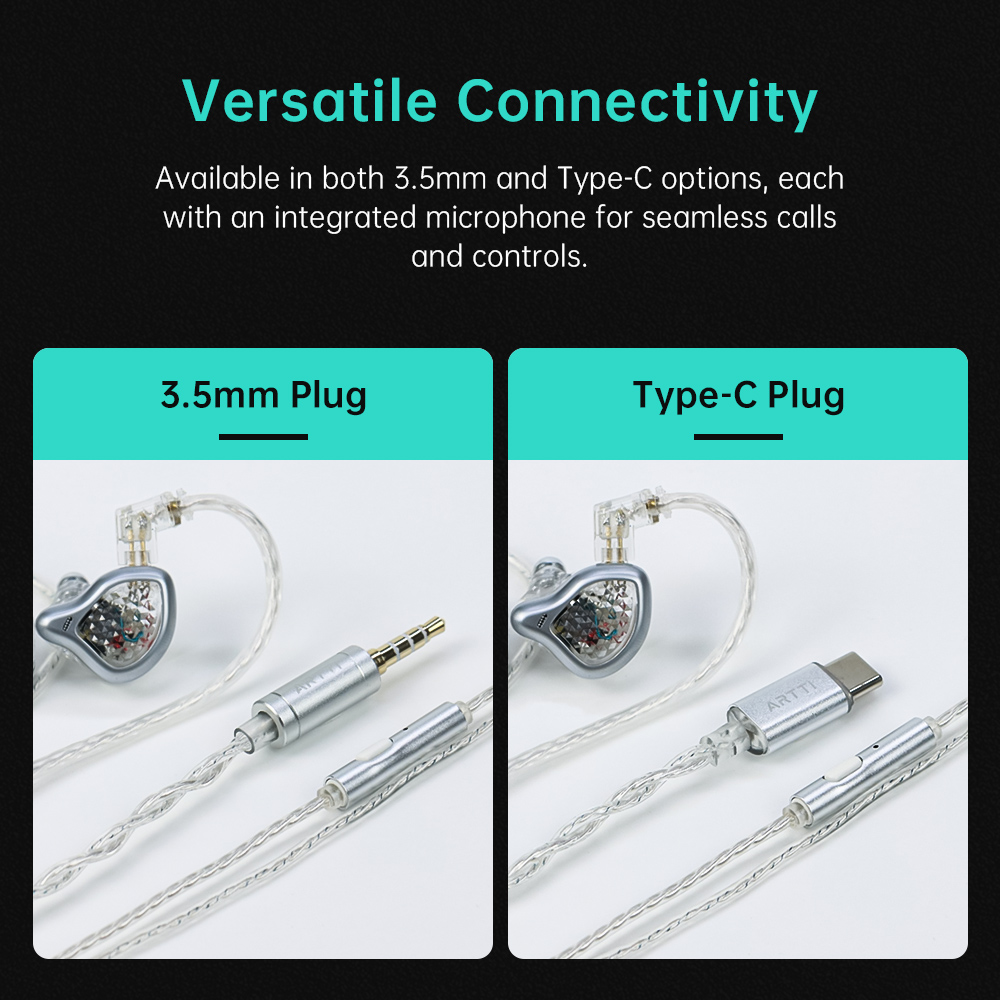 ARTTI R6 nowy douszny słuchawki HiFi przewodowy IEMs monitoruje złącze mikrofonu 0.78mm 2pin i 3.5MM/typ-c