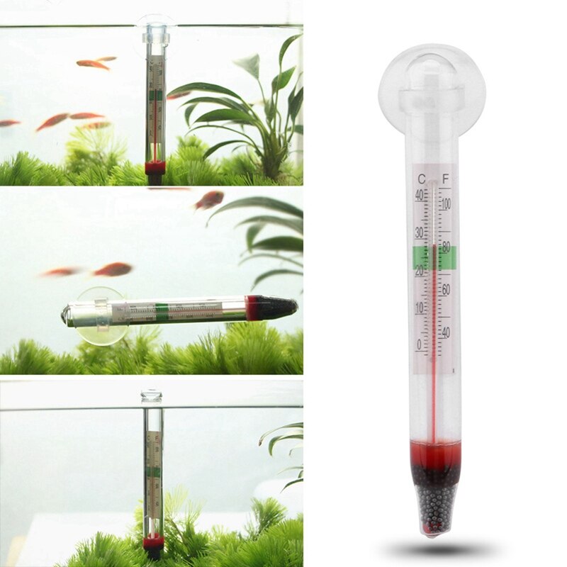 Aquarium Schwimm Thermometer mit Saugnapf Genaue Fisch Tank Glas Wand Einfache Schnell Lesen Thermometer für Fischzucht