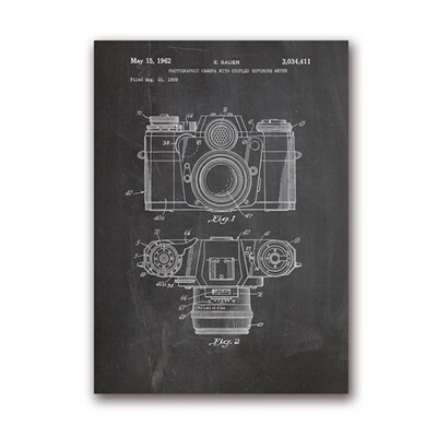Vintage Camera Patent Poster Wall Art Print, Antieke Camera Canvas Schilderij Retro Blauwdruk Muur Foto Fotografie Decoratie: 13x18 cm No Frame / 02