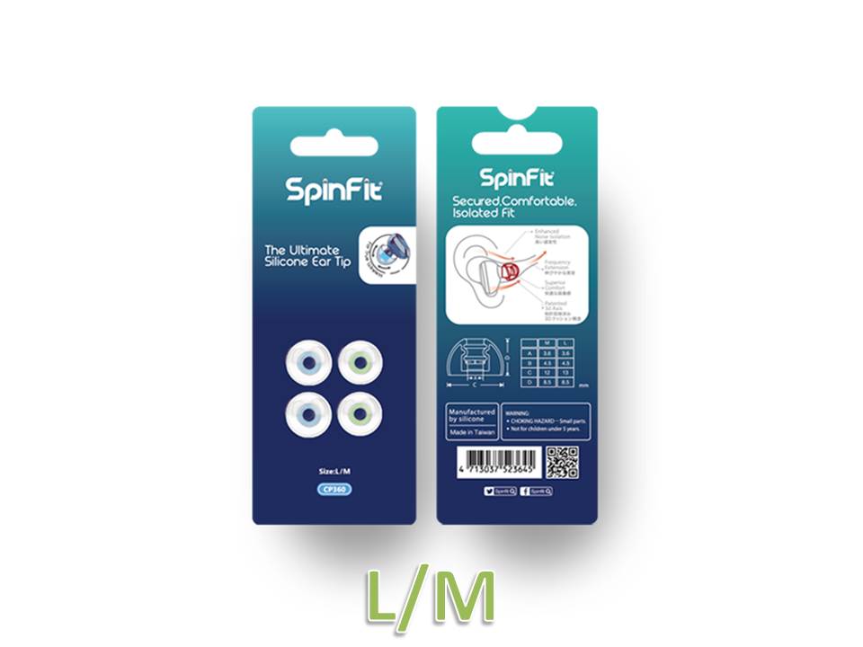 Spinfit  cp360 3.6mm siliconen oordopjes voor draadloze in-ear oordopjes (ssmls/ssmlm/slm): Lm